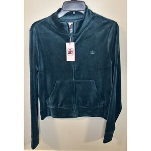 Juicy Couture Velour Jacket NEW Zip Up Hoodie Sweatshirt Size M Mob Wife Y2K
